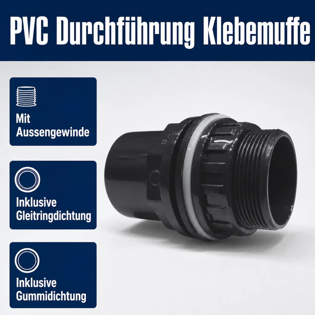 PVC Durchführung Klebemuffe/Klebestutzen x AG 40/50 x 1 3/4" PN10