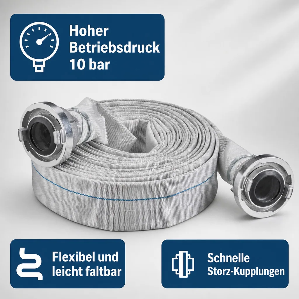 Industrieschlauch 20m, Druckschlauch mit Storz Kupplung, flexibel