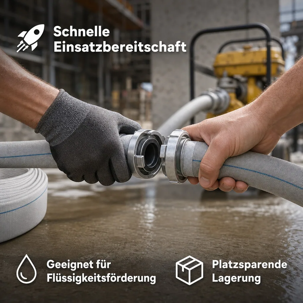 Industrieschlauch 20m, Druckschlauch mit Storz Kupplung, flexibel