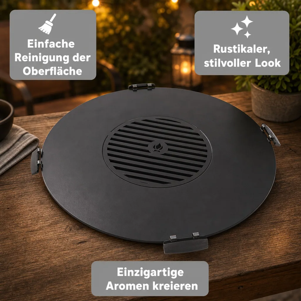 Grillplatte Feuerschale, Stahl, 78 cm, mit Grillrost 36cm