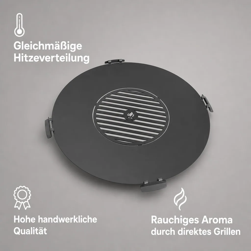 Grillplatte Feuerschale, Stahl, 78 cm, mit Grillrost 36cm