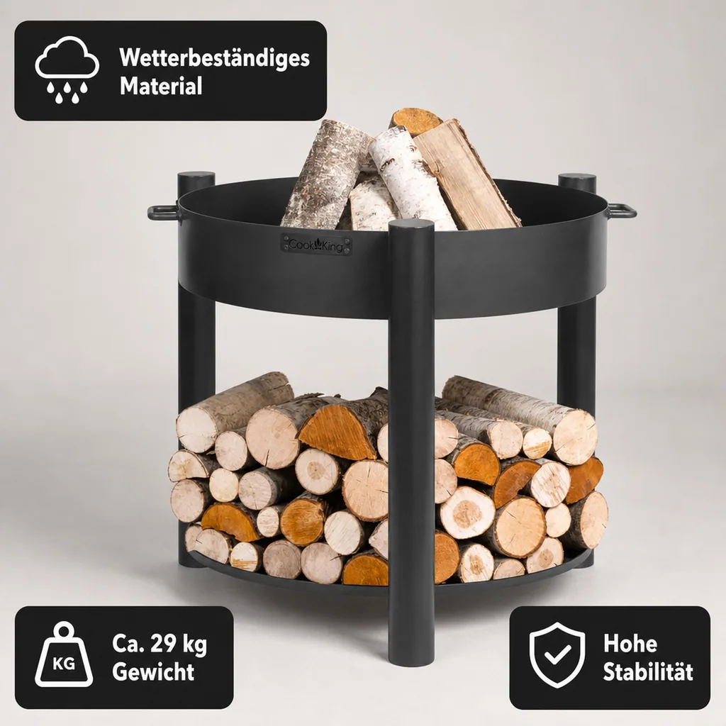 Feuerschale, Gartenfeuerschale, Stahl Feuerschale 80cm