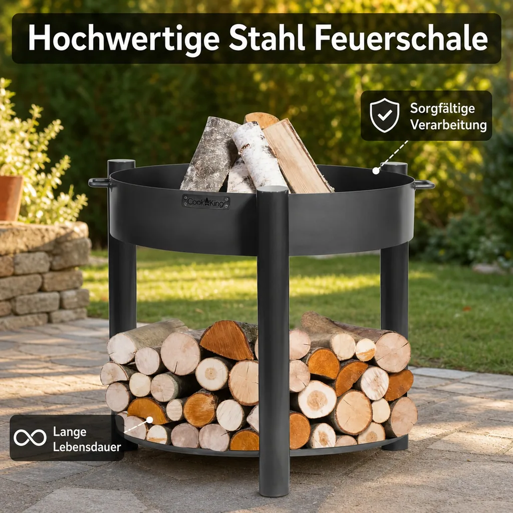 Feuerschale, Gartenfeuerschale, Stahl Feuerschale 80cm