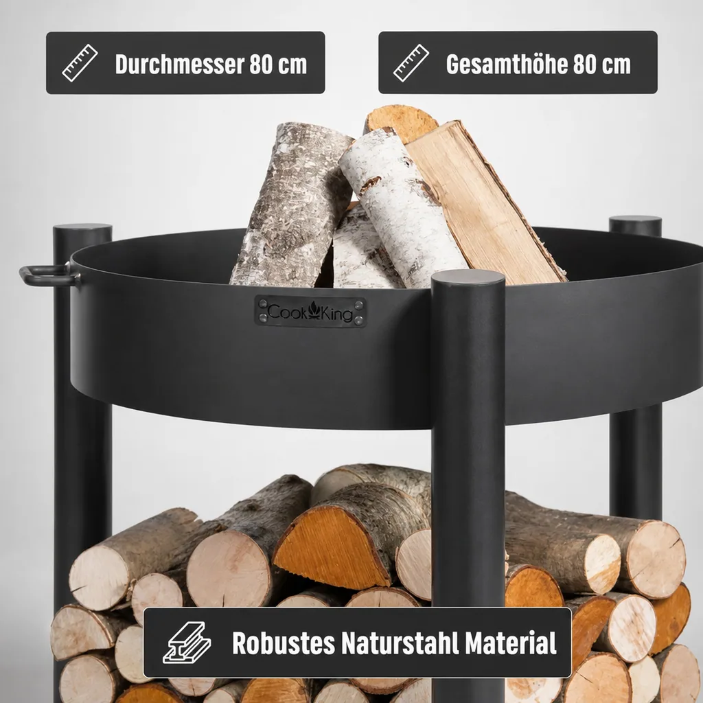 Feuerschale, Gartenfeuerschale, Stahl Feuerschale 80cm