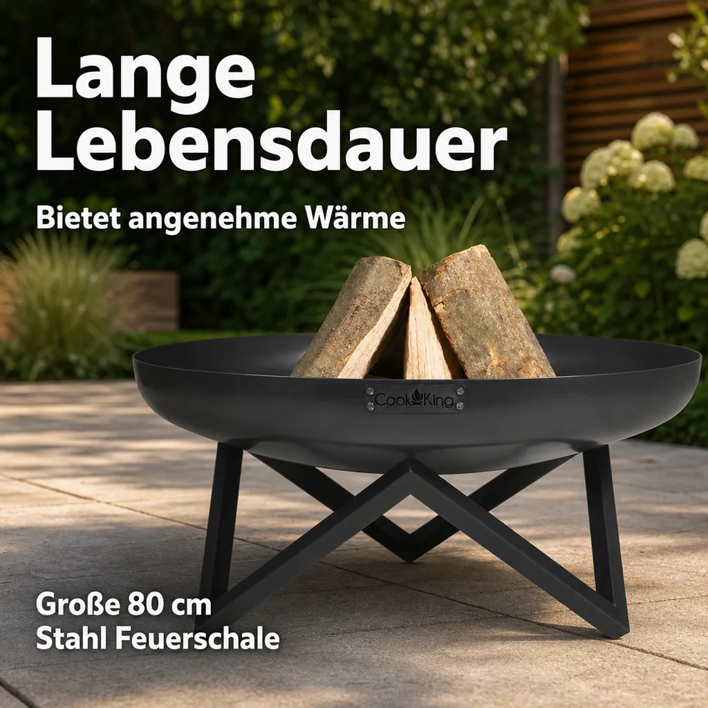 Feuerschale 80 cm, Stahl Feuerschale, Garten Feuerstelle
