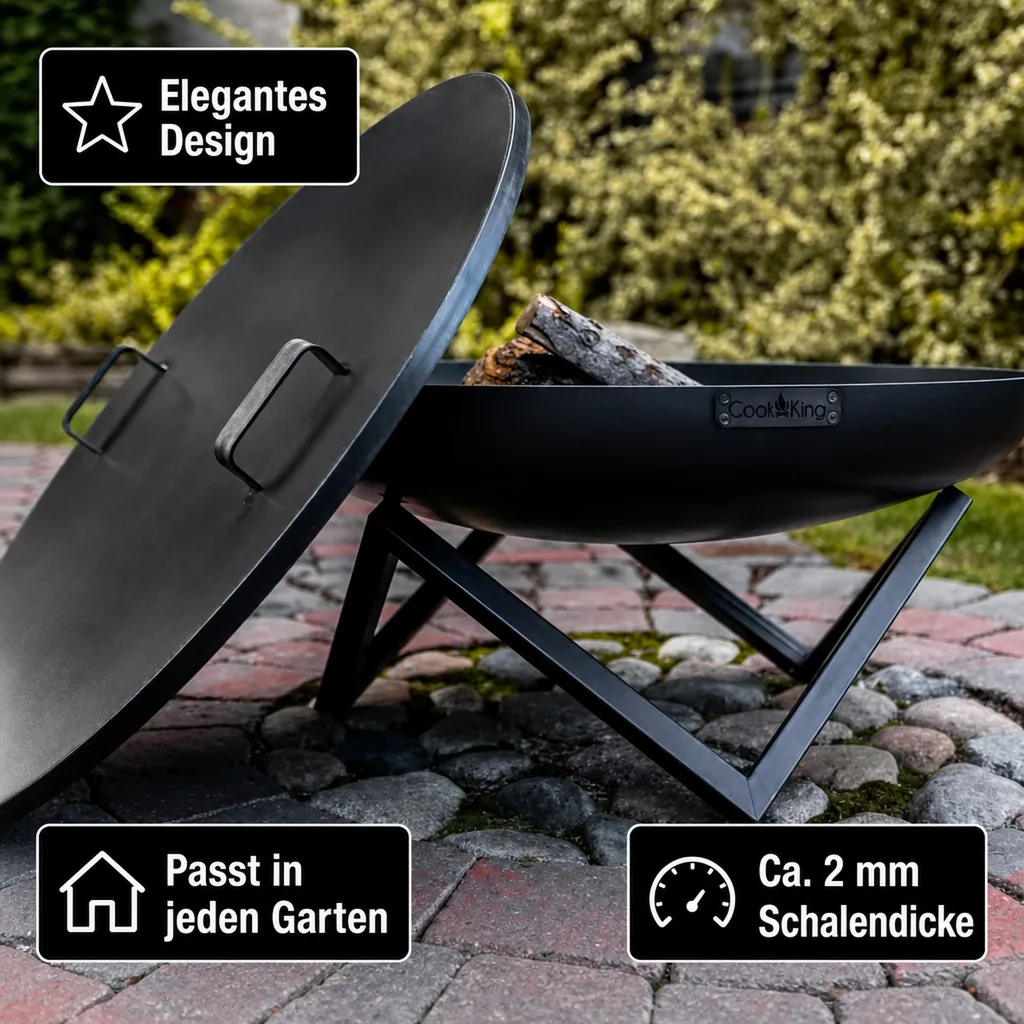 Feuerschale 80 cm, Stahl Feuerschale, Garten Feuerstelle
