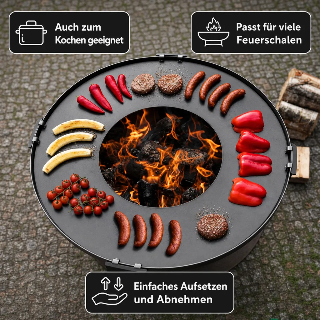Grillplatte Feuerschale 98 cm, Stahl, Grillzubehör