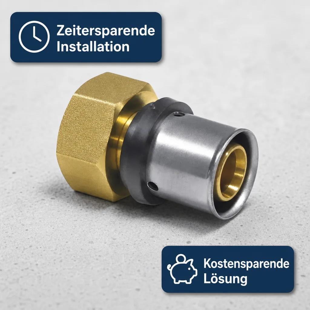 Pressfitting Übergangverschraubung 26x3, 1 Zoll IG, Multikontur