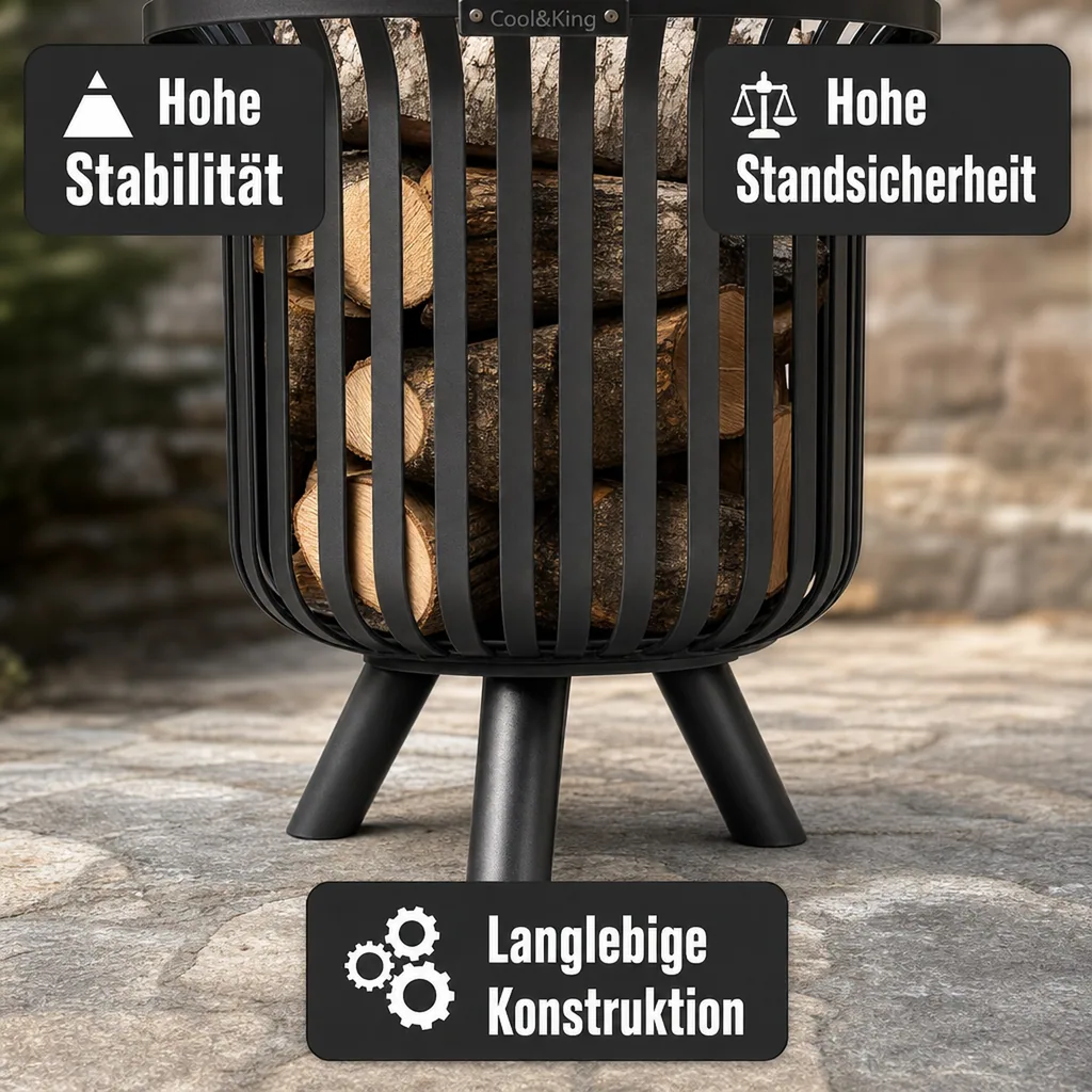 Feuerkorb Garten, Feuerstelle, Stahl, 60cm