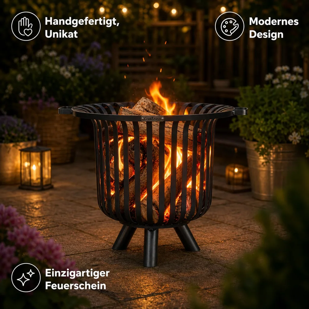 Feuerkorb Garten, Feuerstelle, Stahl, 60cm