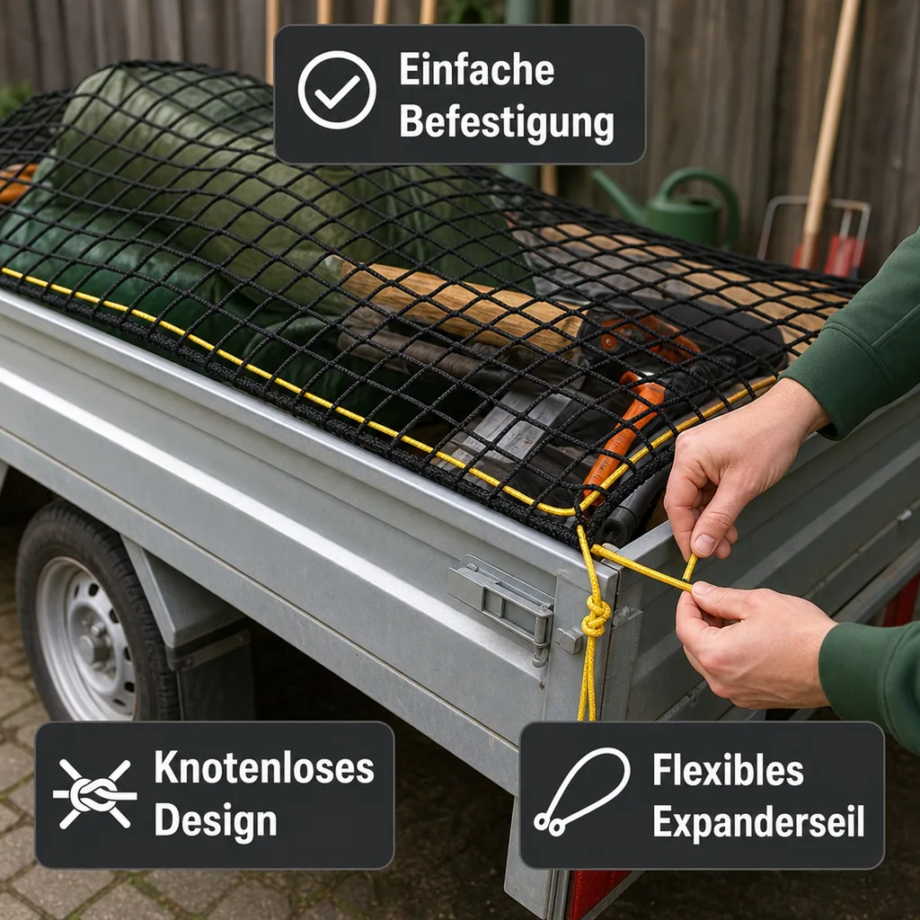 Abdecknetz Anhänger, 2x3m, knotenloses Ladungsnetz