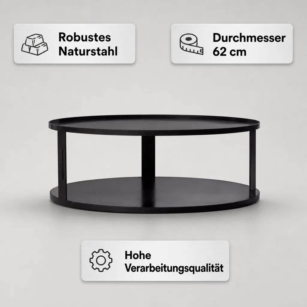 Feuerstelle Unterlage, Bodenplatte Feuerschale, Feuerschalenbasis rund 62cm mit Holzfach