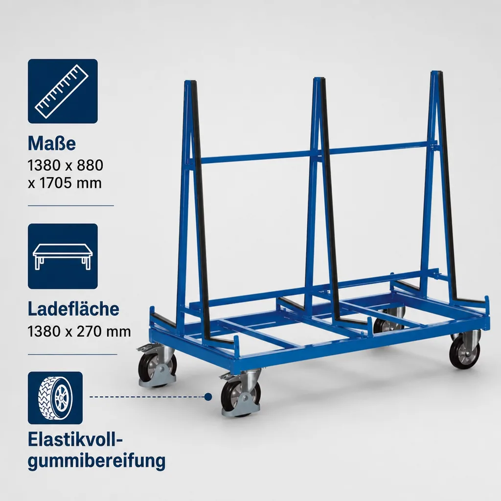 Plattenwagen, zweiseitig, 1200 kg Traglast, Werkstattwagen