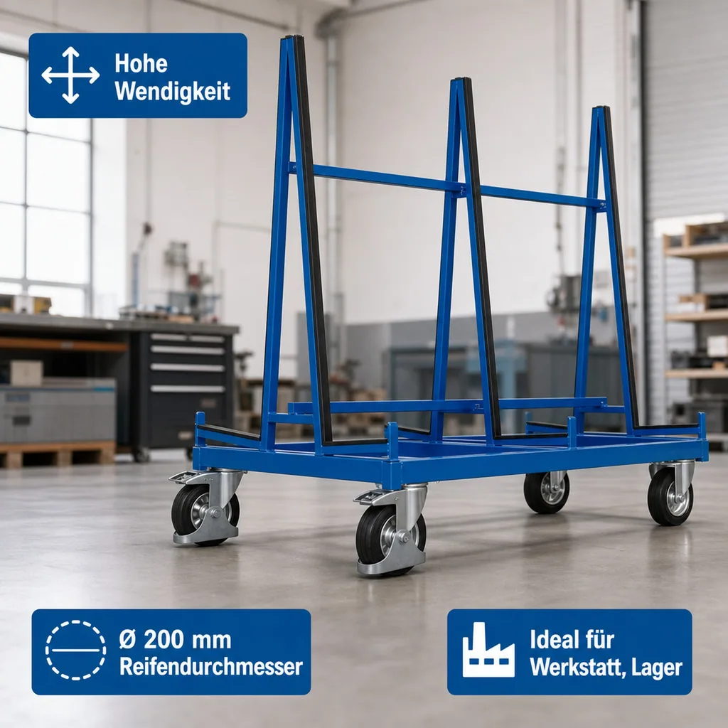 Plattenwagen, zweiseitig, 1200 kg Traglast, Werkstattwagen