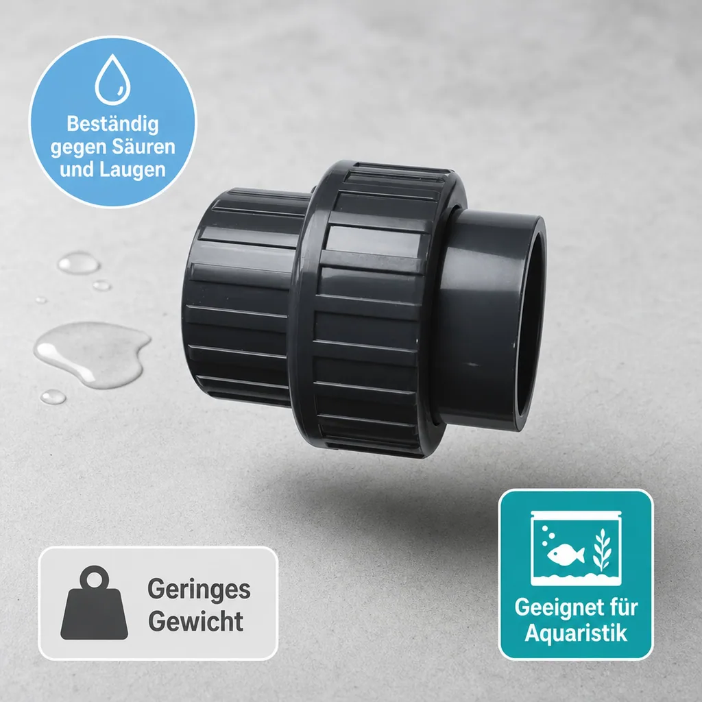 PVC - U Verschraubung Klebemuffe x Klebemuffe 50 mm