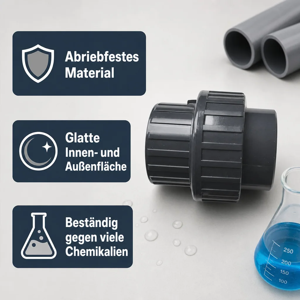 PVC - U Verschraubung Klebemuffe x Klebemuffe 50 mm