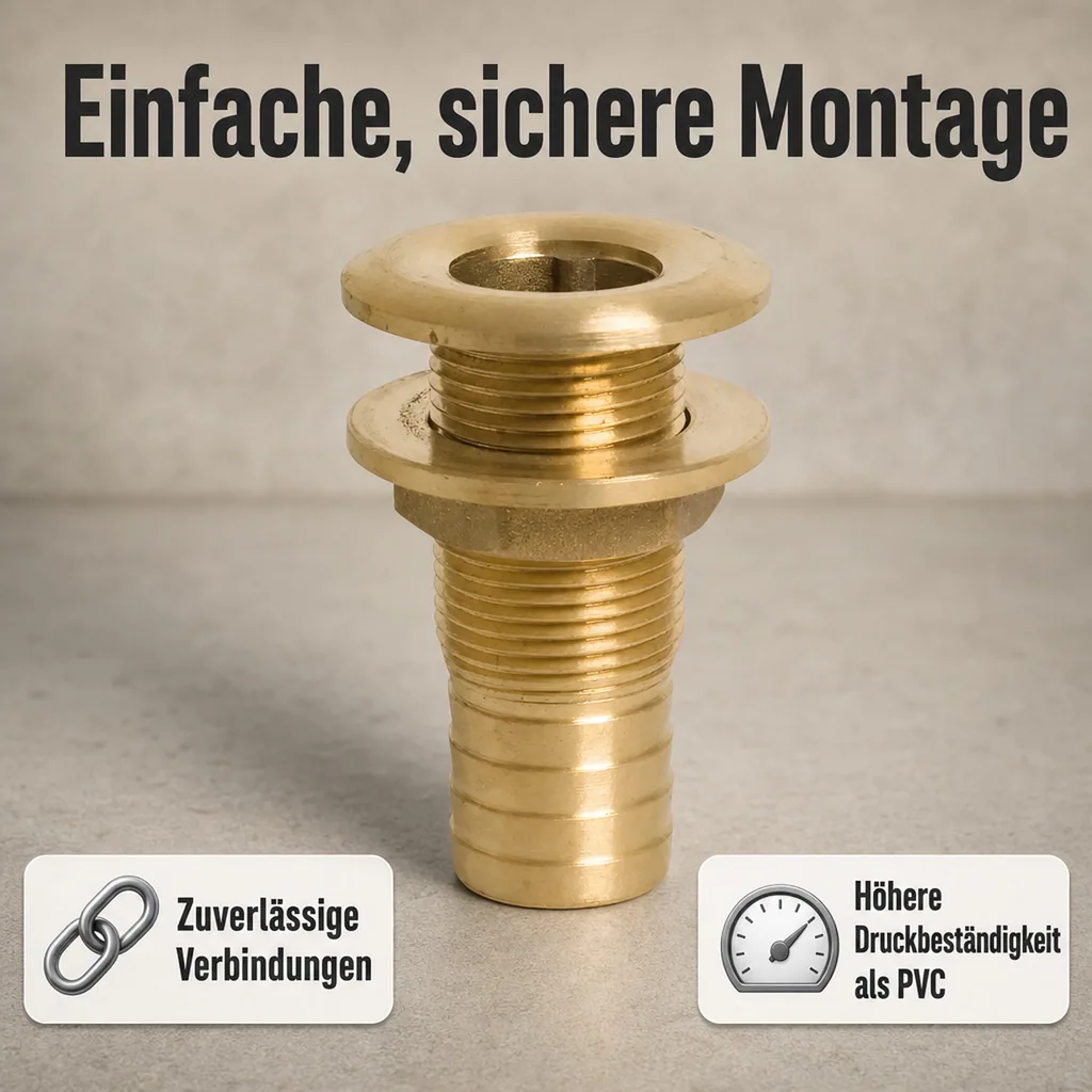 Messing Fitting, Gewindefitting Messing, 15 mm Schlauchtülle, 3/8" AG