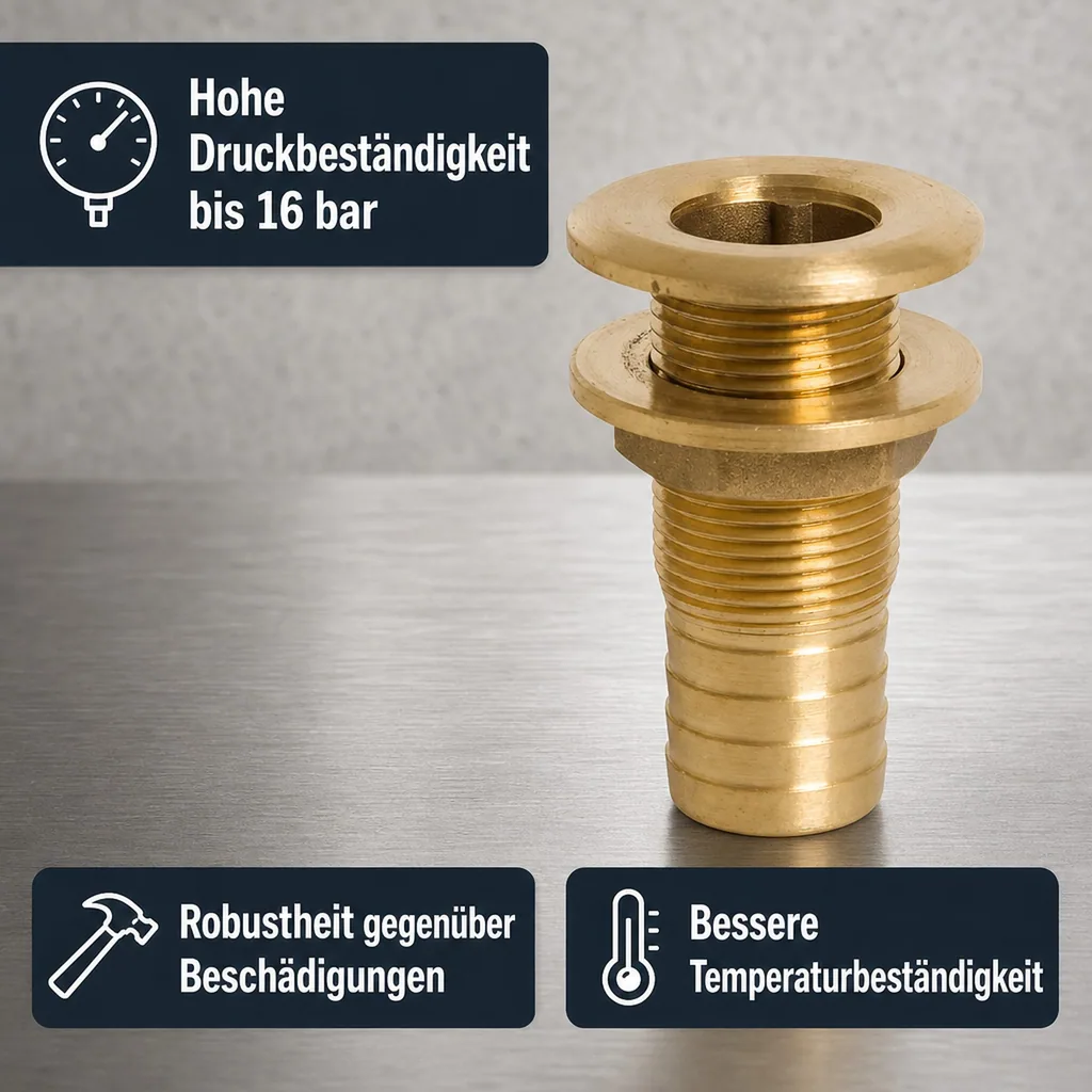 Messing Fitting, Gewindefitting Messing, 15 mm Schlauchtülle, 3/8" AG