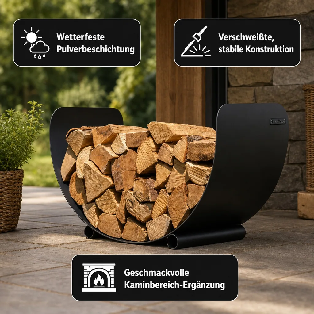Kaminholzregal Stahl, Brennholzregal, Holzstapelhilfe, 70x45cm