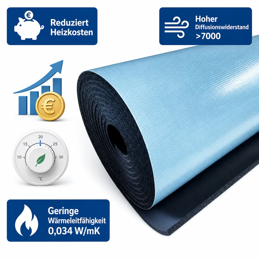 Kautschuk Isolierung selbstklebend, Platten, flexible Dämmung