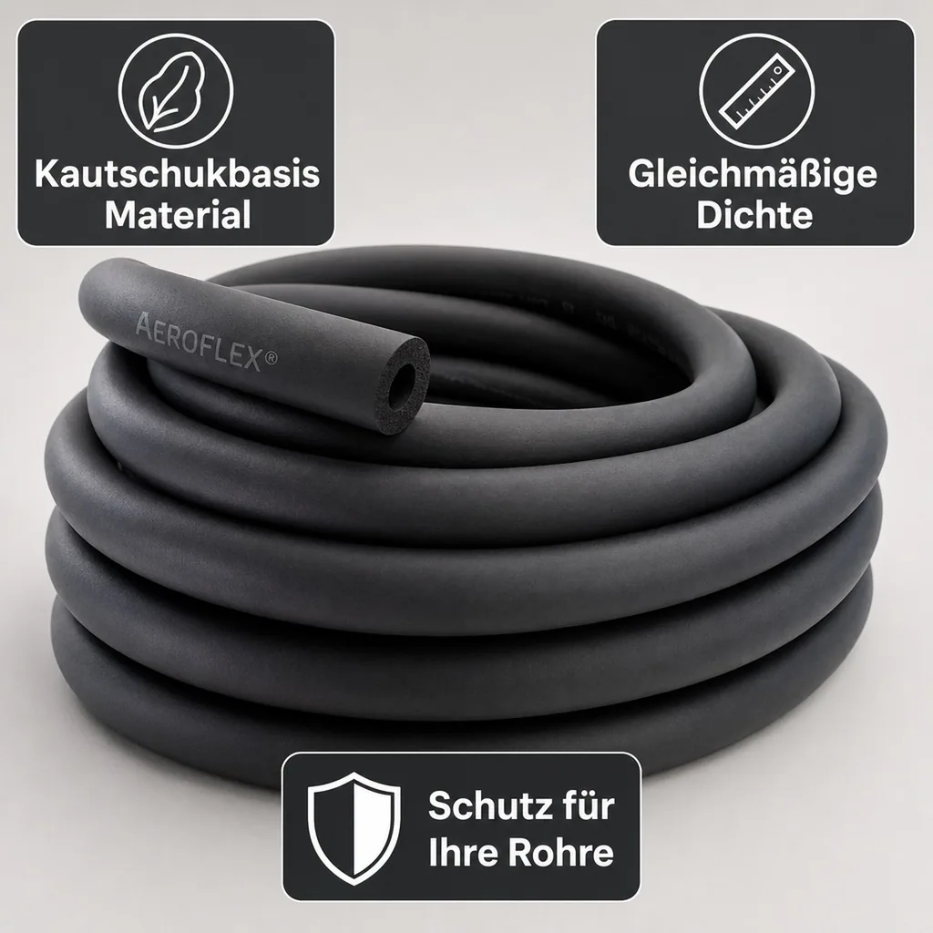 AEROFLEX® SH COIL Rohrisolierung, Rohrdämmung - Endlos, Selbstklebend, Flexibler Dämmstoff aus Geschlossenzelligem Schaum Kautschukbasis, Schwarz - 22 x 10 mm/22m
