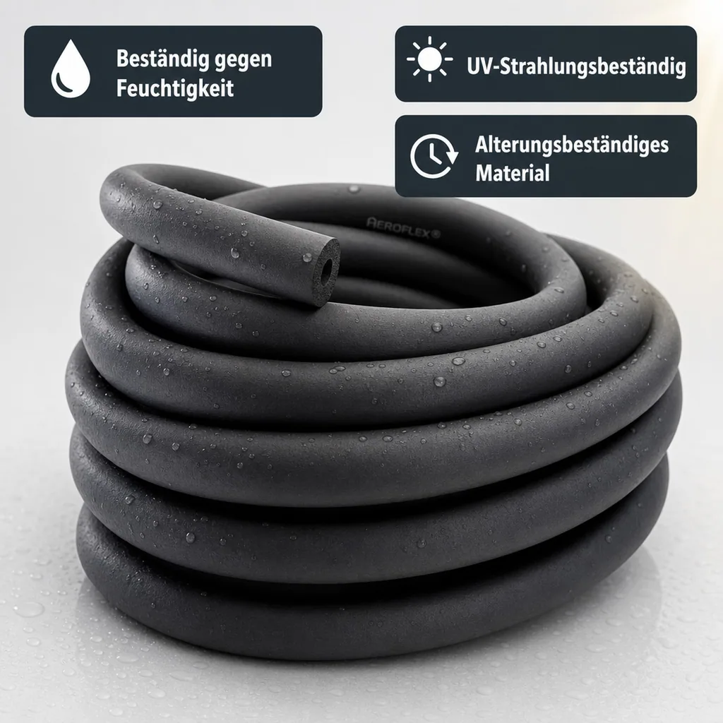 AEROFLEX® SH COIL Rohrisolierung, Rohrdämmung - Endlos, Selbstklebend, Flexibler Dämmstoff aus Geschlossenzelligem Schaum Kautschukbasis, Schwarz - 22 x 10 mm/22m