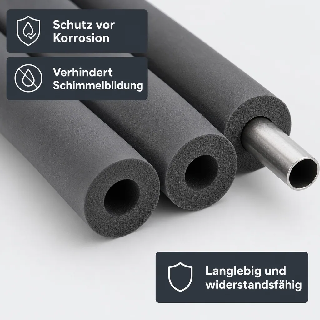 Rohrisolierung, 2m, flexible Rohrdämmung, Kautschuk, 28x30mm