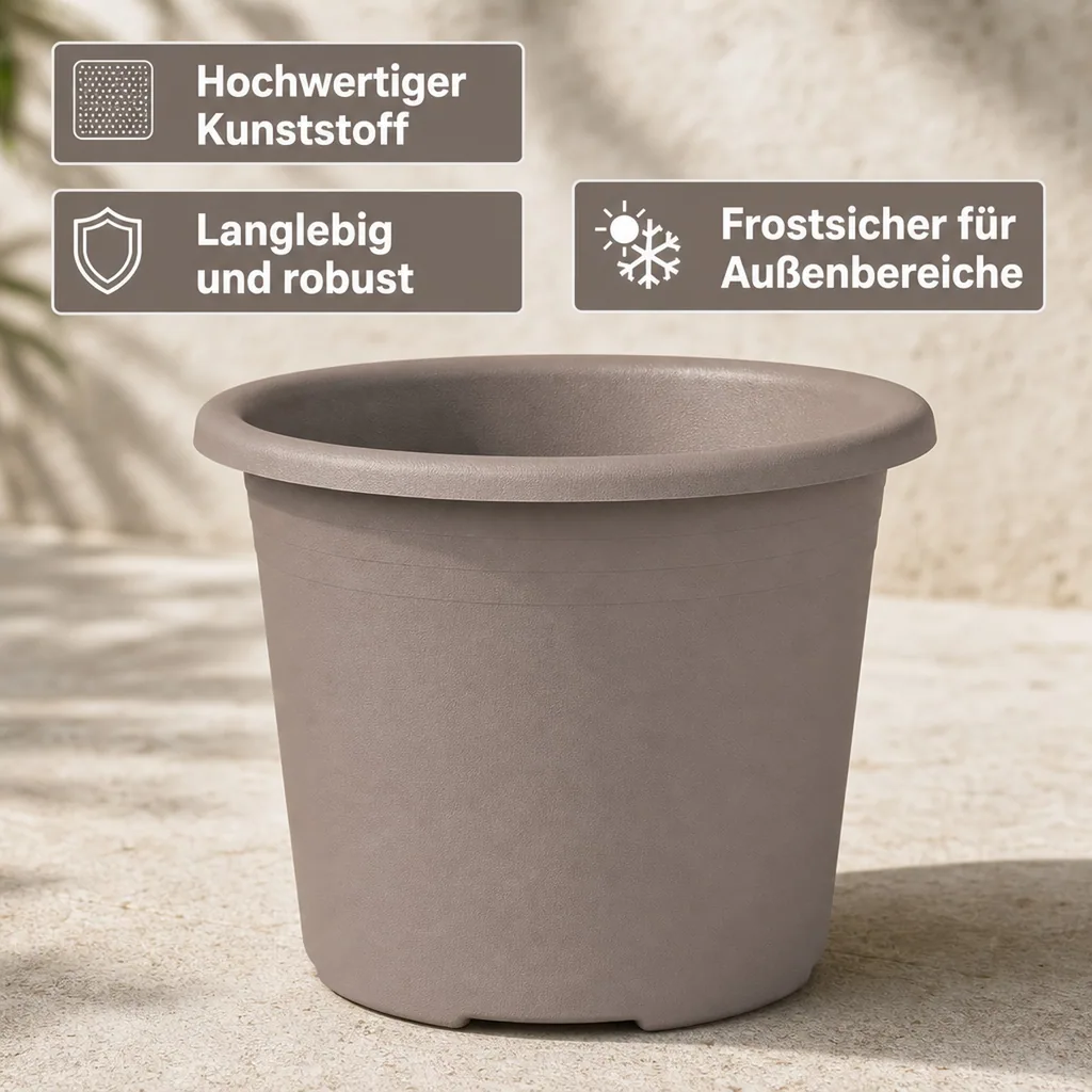 Blumentopf CYLINDRO 16 cm, 1.4 Liter, taupe, Kunststoff