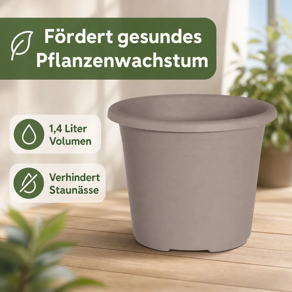 Blumentopf CYLINDRO 16 cm, 1.4 Liter, taupe, Kunststoff