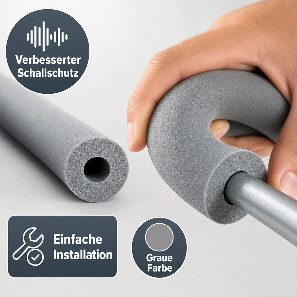 Rohrisolierung, Heizungsrohrisolierung 15mm, 2m Kautschuk, Dämmung 50% GEG