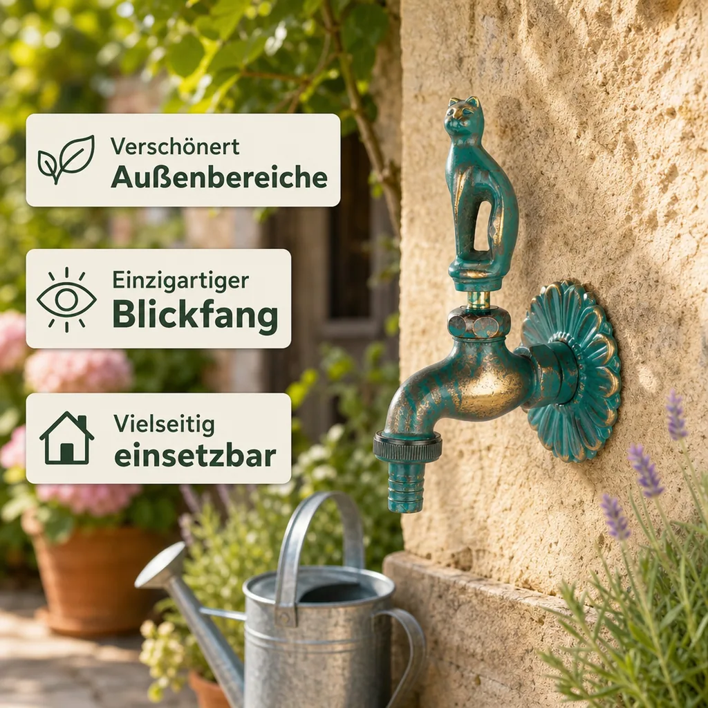 Nostalgie Auslaufventil Katze patiniert 1/2"