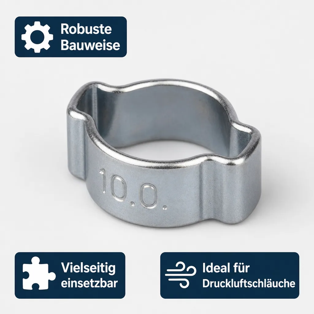 Schlauchschellen, 2 Ohr Schellen, 9-11mm, Klemmschellen