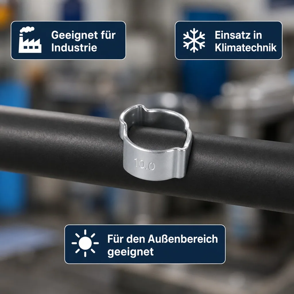 Schlauchschellen, 2 Ohr Schellen, 9-11mm, Klemmschellen