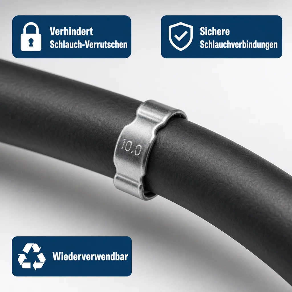 Schlauchschellen, 2 Ohr Schellen, 9-11mm, Klemmschellen