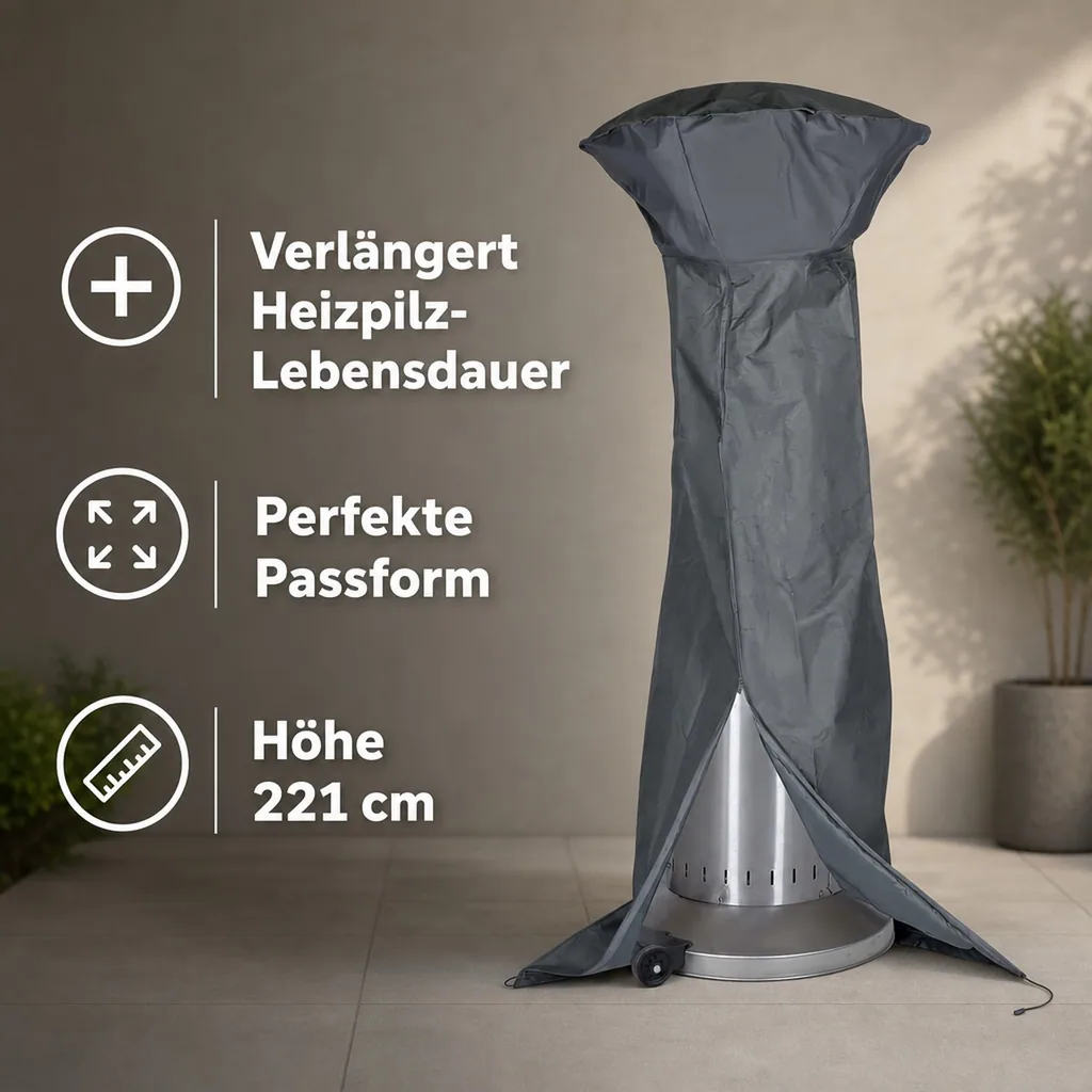 Heizpilz Schutzhülle, Abdeckhaube, wetterfest, Ø53cm, 221cm hoch