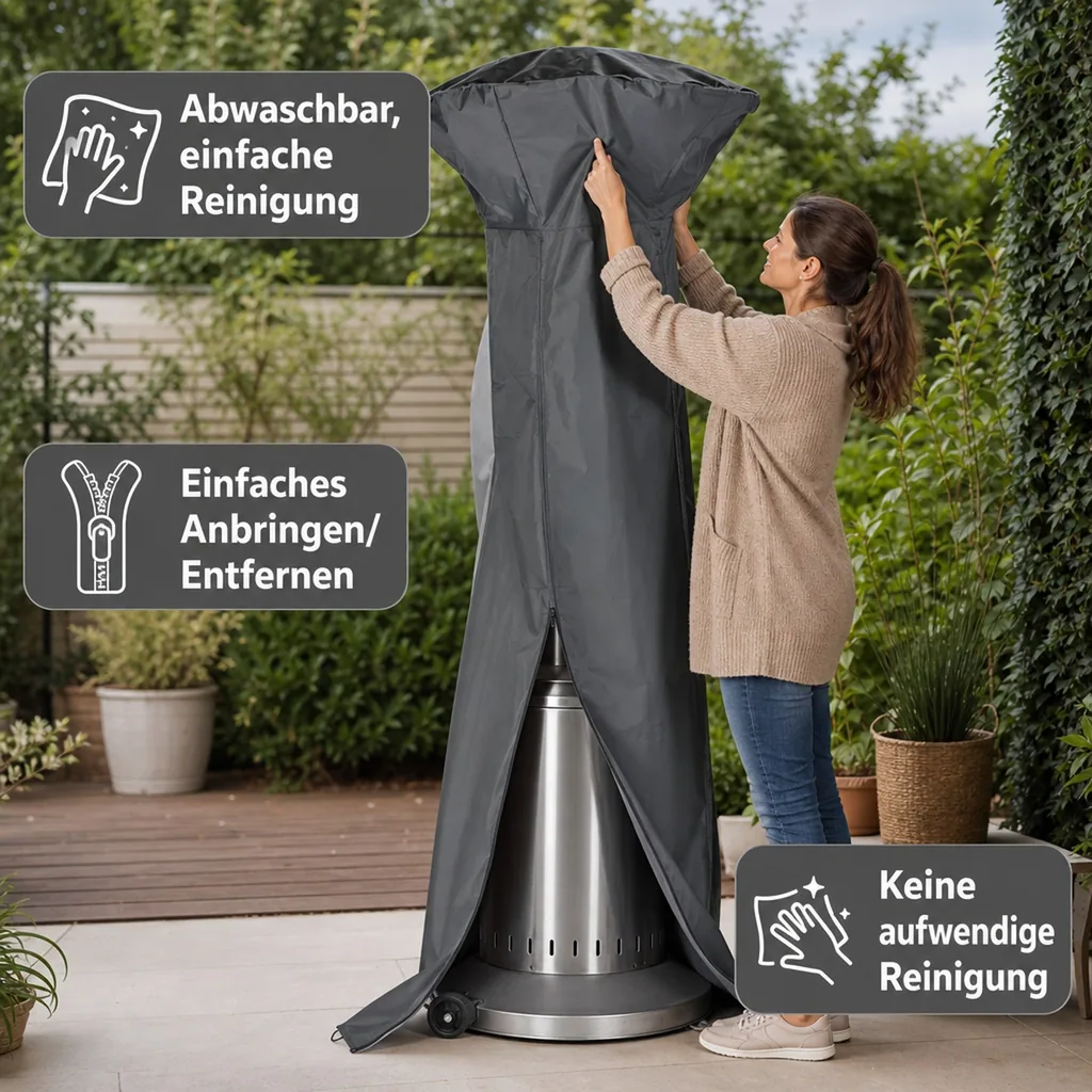 Heizpilz Schutzhülle, Abdeckhaube, wetterfest, Ø53cm, 221cm hoch