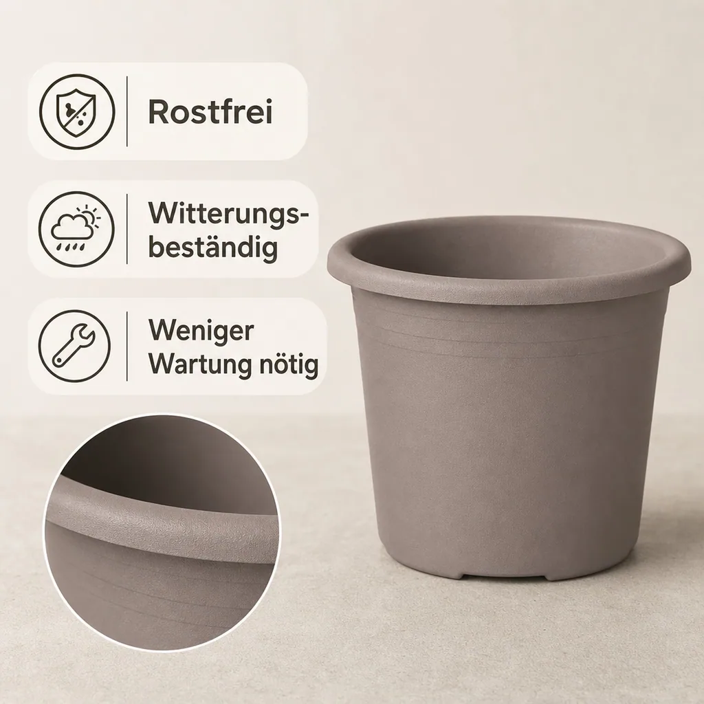 Blumentopf CYLINDRO ca. 30 cm, 9,5 Liter, taupe