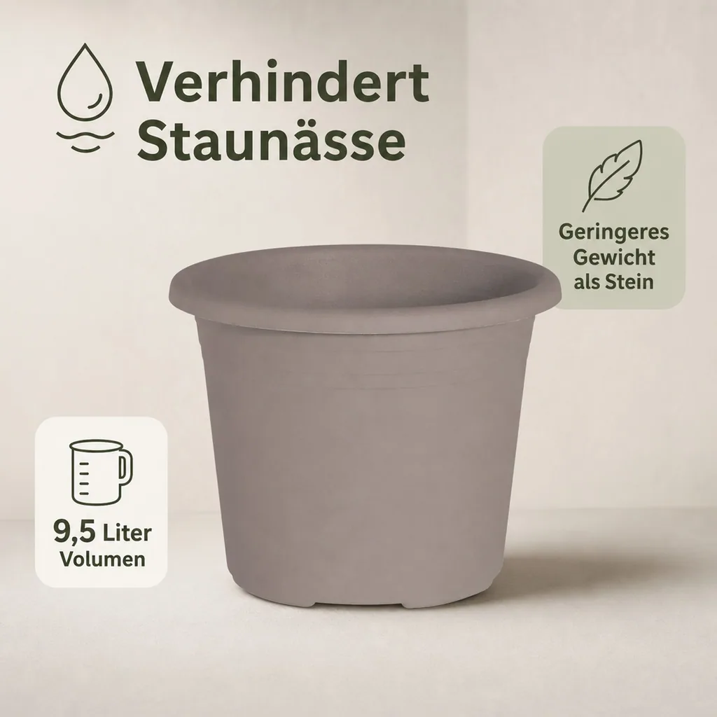 Blumentopf CYLINDRO ca. 30 cm, 9,5 Liter, taupe