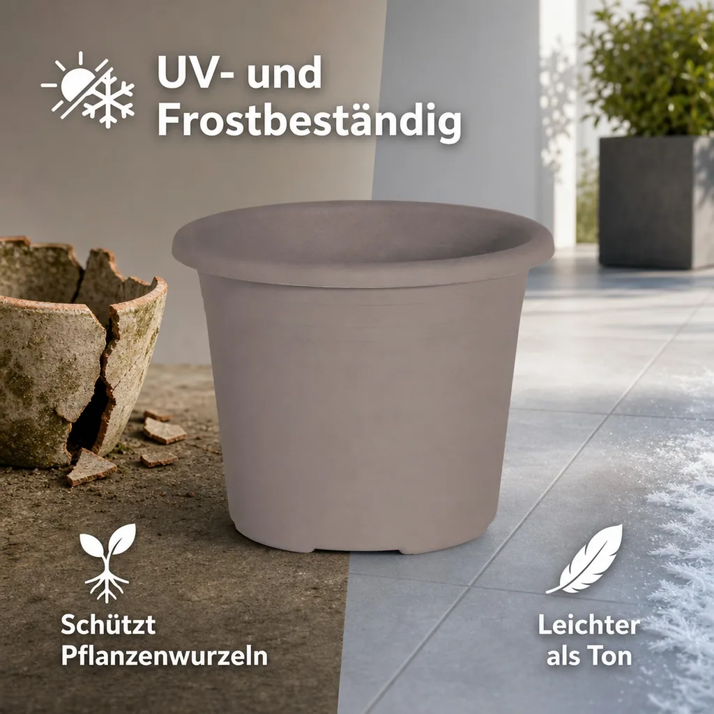 Blumentopf CYLINDRO ca. 30 cm, 9,5 Liter, taupe