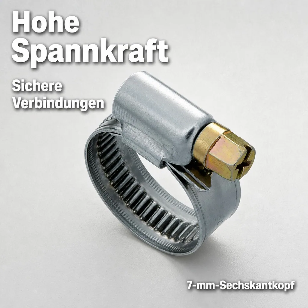 Schlauchschellen, Edelstahl, 12mm, 60-80mm, W2, DIN 3017