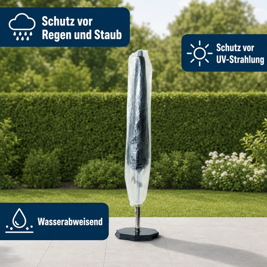 Gartenschirm Schutzhülle transparent, Ø200-400cm, 30x193cm, Gartenschirm Abdeckung