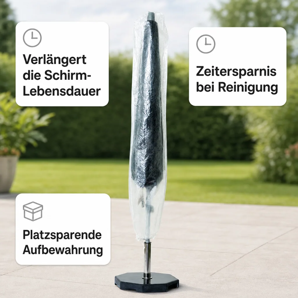 Gartenschirm Schutzhülle transparent, Ø200-400cm, 30x193cm, Gartenschirm Abdeckung