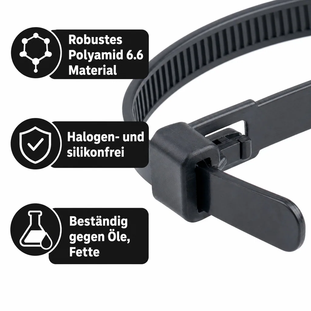 Wiederverwendbare Kabelbinder – Lösbar, UV-best? Produktbild-Vorschau 2