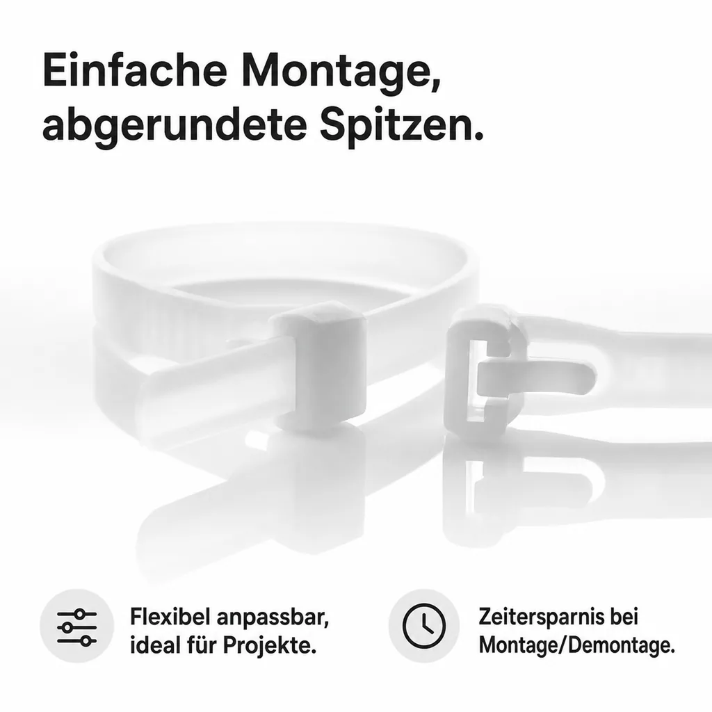 100 Kabelbinder wiederlösbar 370 x 7,6mm natur