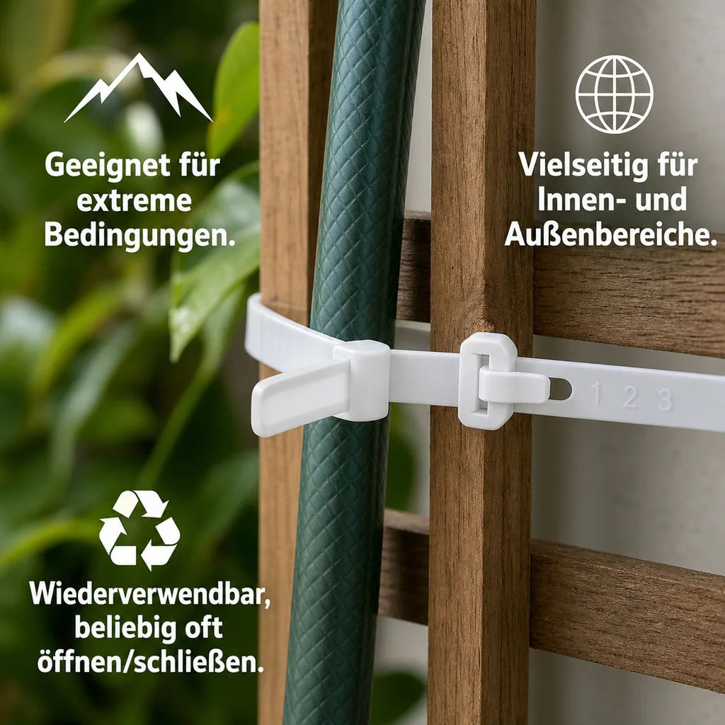 100 Kabelbinder wiederlösbar 370 x 7,6mm natur