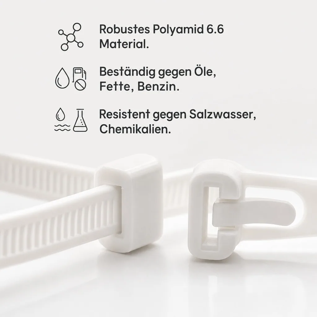 100 Kabelbinder wiederlösbar 370 x 7,6mm natur