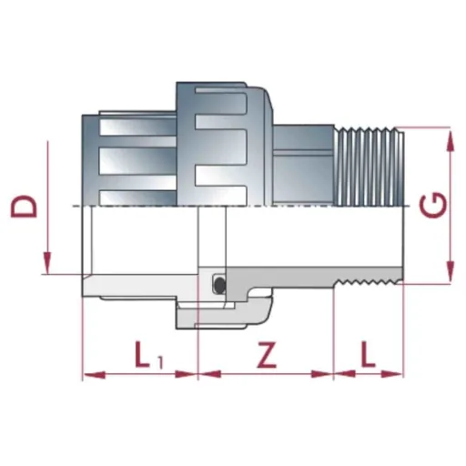 PVC Fittings, Klebemuffe, PVC-U Verschraubung 63mm x 2"