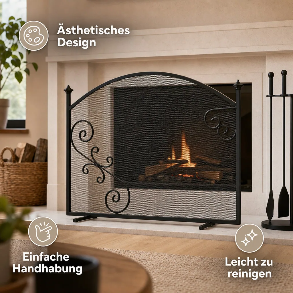 Kaminschutz, Kamin Gitter, Funkenschutz, Sicherheitsgitter Kamin