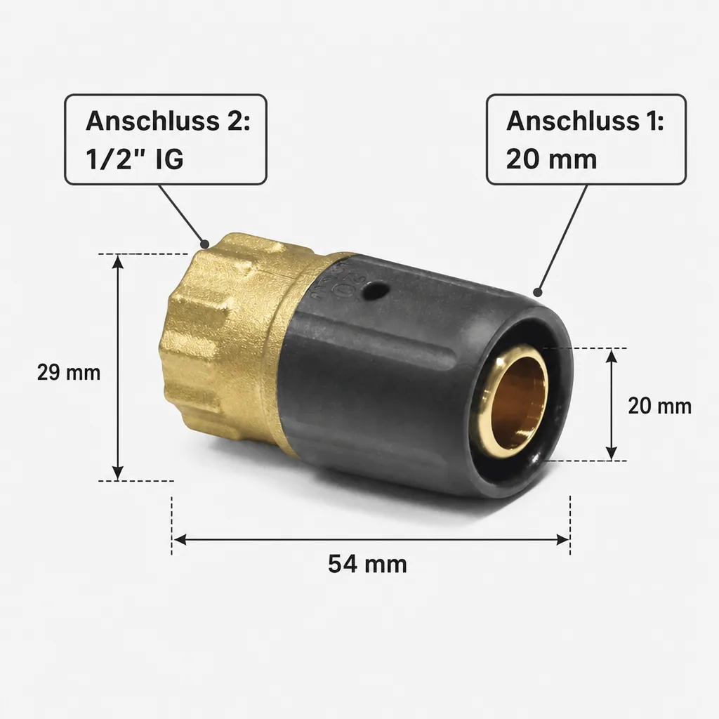 Fitting 20mm, Steckfitting Übergang, Rohrverbinder 20mm, Wasserleitung