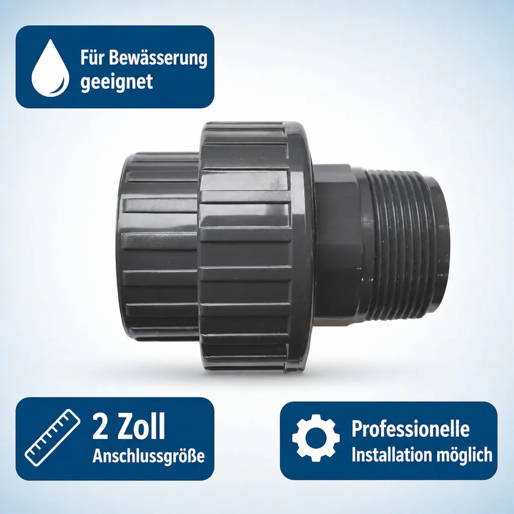 PVC Verschraubung 2 Zoll, PVC-U Fitting, Rohrverbinder